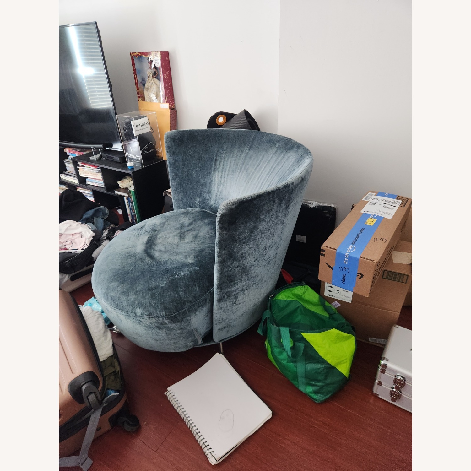 Vintage/Antique Finds Blue Velvet Accent Chair - image-3