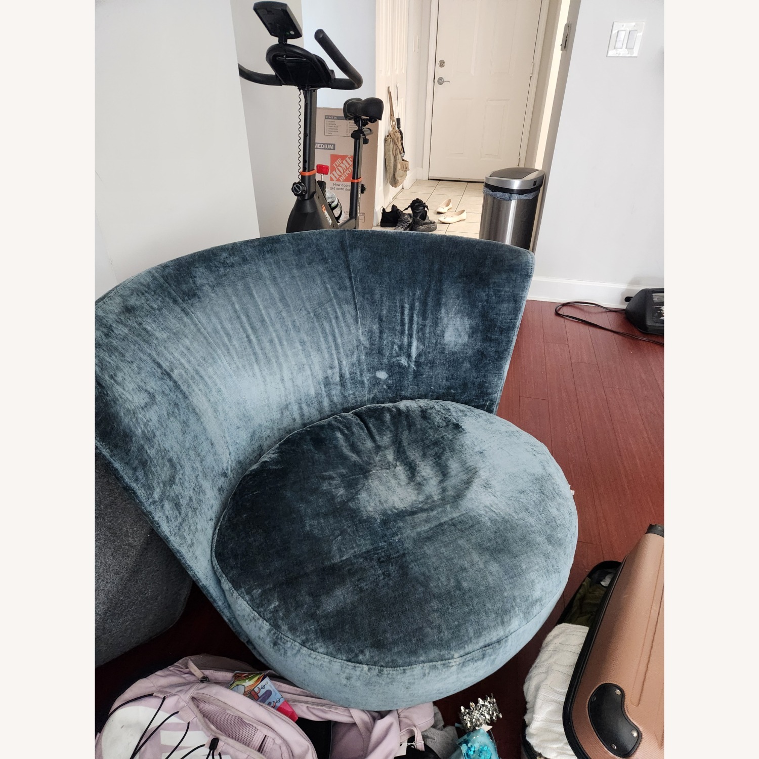 Vintage/Antique Finds Blue Velvet Accent Chair - image-2