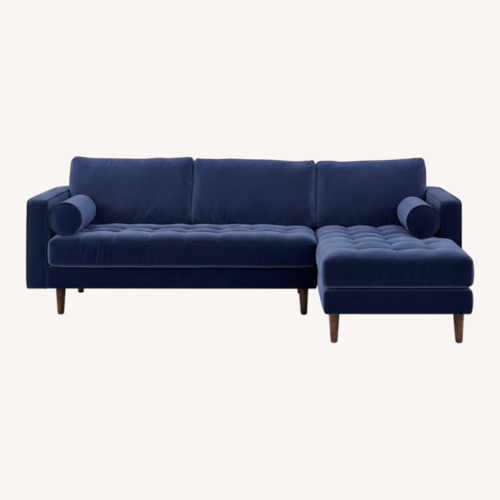Used Article Sven 100" Tufted Velvet Left Sectional - Plush Cascadia Blue for sale on AptDeco