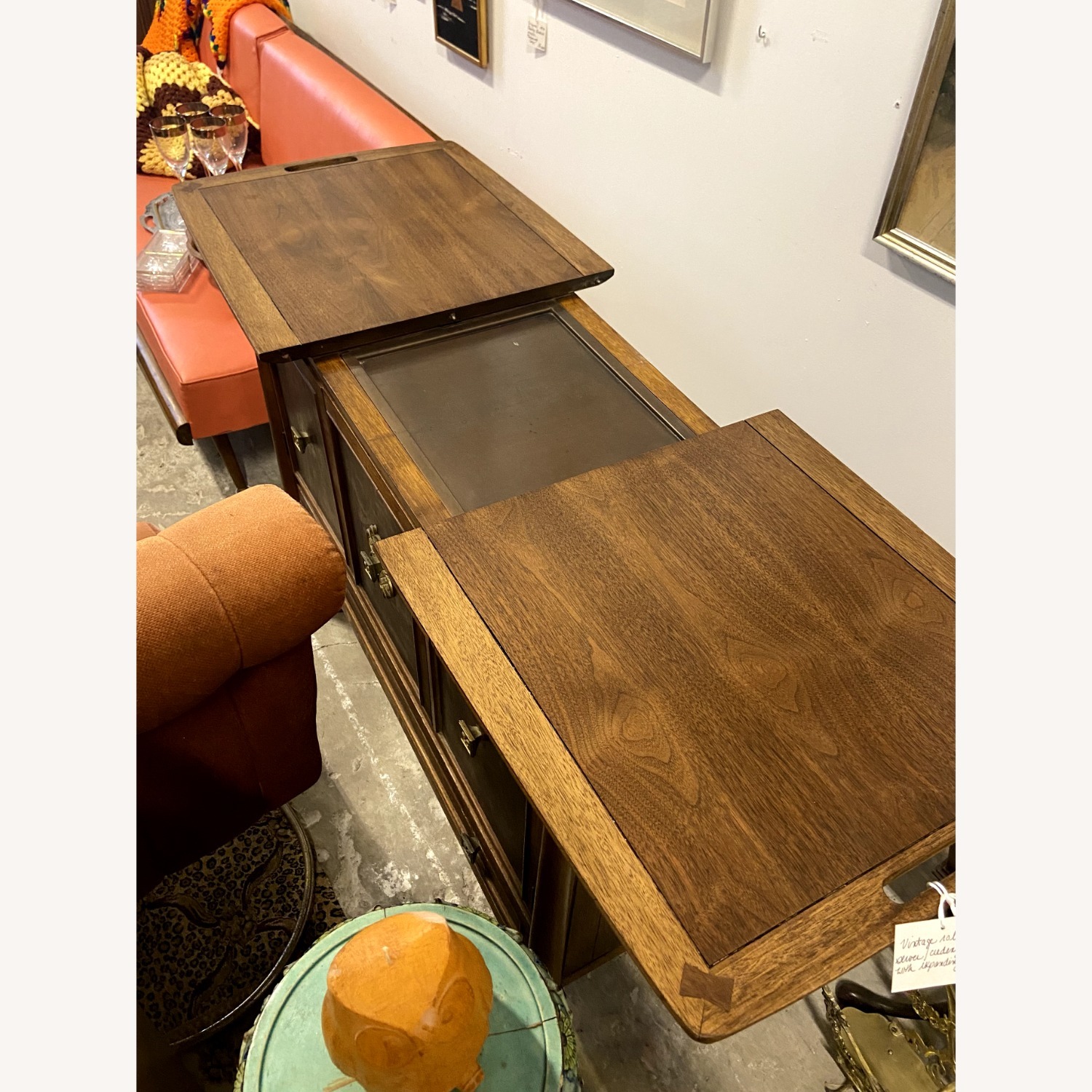 Vintage Mahogany Wood Sideboard Bar Cabinet  - image-3