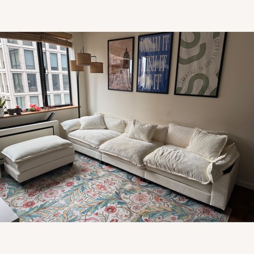 Used Wayfair White Fabric 3+ Piece Sectional for sale on AptDeco