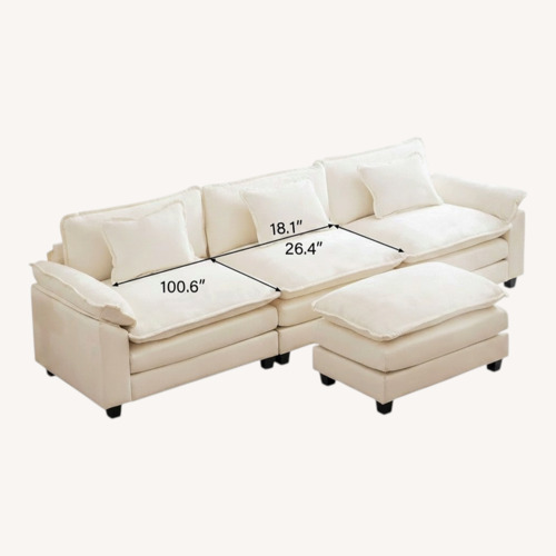 Used Wayfair White Fabric 3+ Piece Sectional for sale on AptDeco