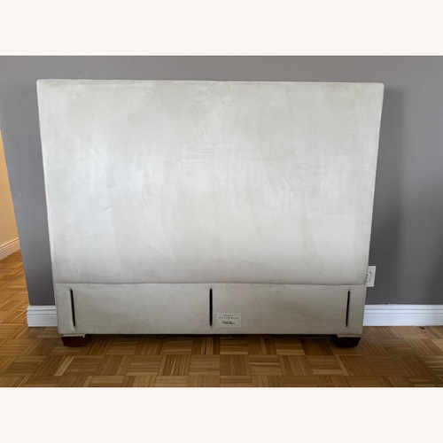 Used Vintage Light Gray Fabric Headboard for sale on AptDeco