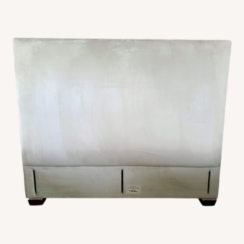 Used Vintage Light Gray Fabric Headboard for sale on AptDeco