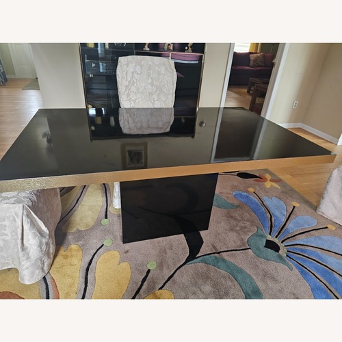 Used Black Lacquer Pedestal Dining Table for sale on AptDeco