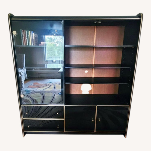 Used Black Lacquer Entertainment Wall Unit for sale on AptDeco