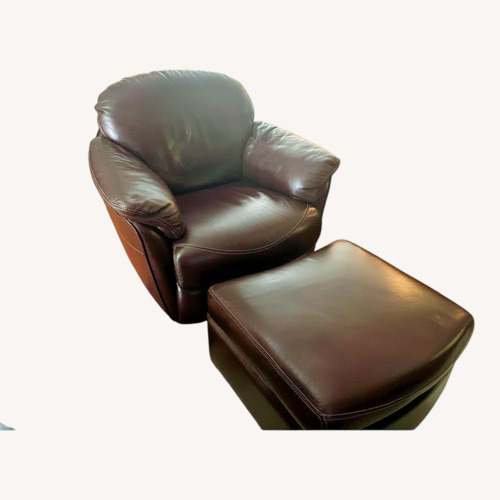 Used Leather Swivel Chair & Ottoman for sale on AptDeco