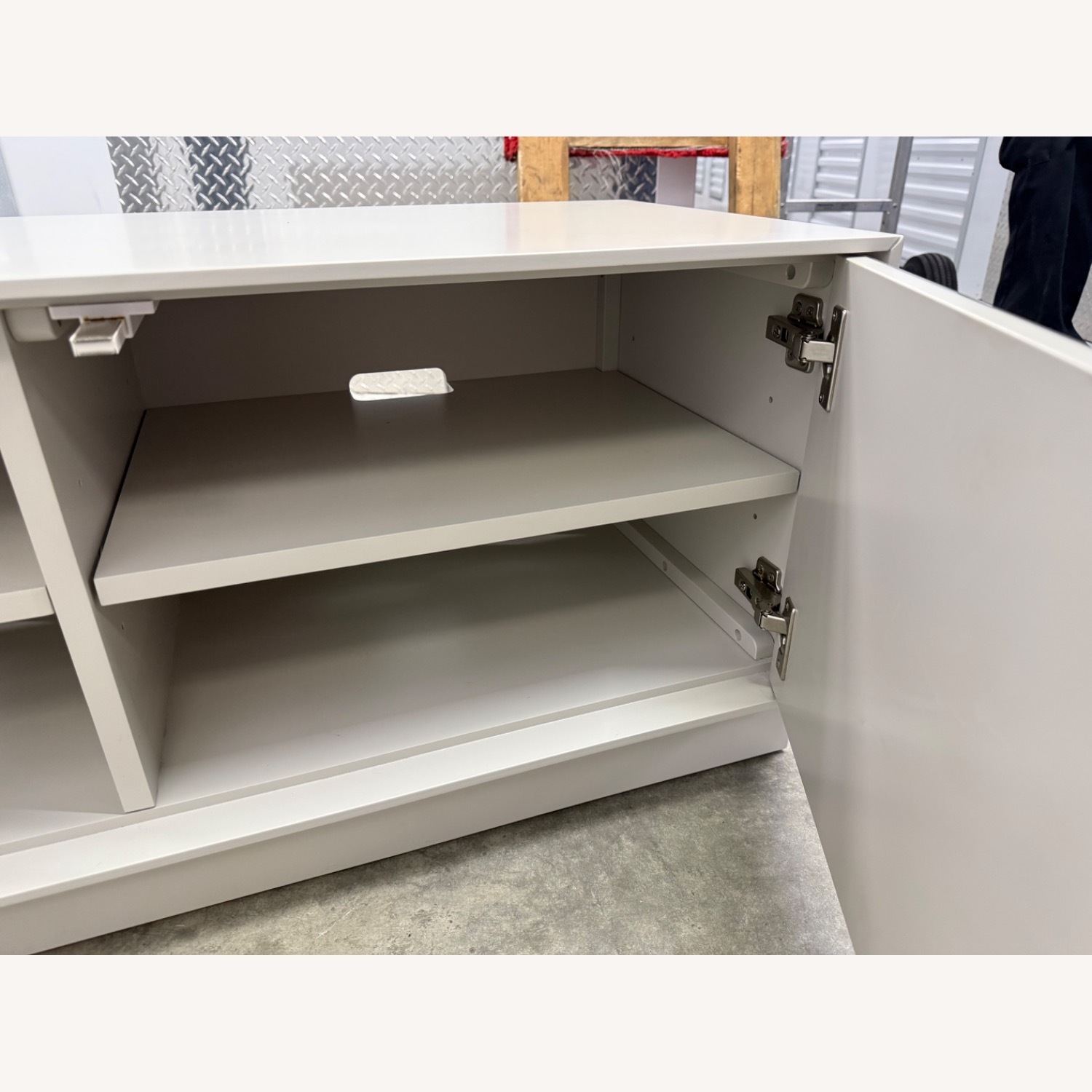 West Elm Emilia Light Gray Lacquer Media Storage - image-3