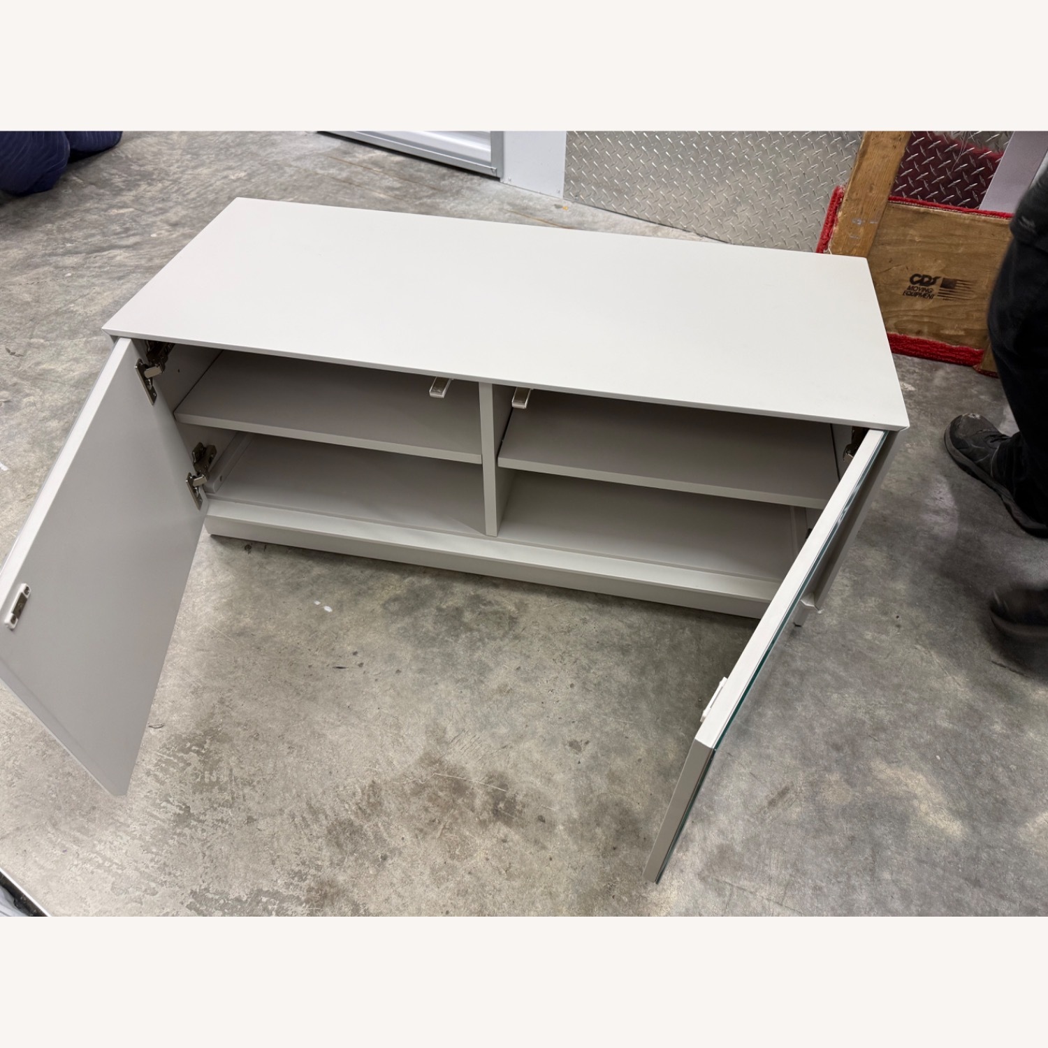 West Elm Emilia Light Gray Lacquer Media Storage - image-2