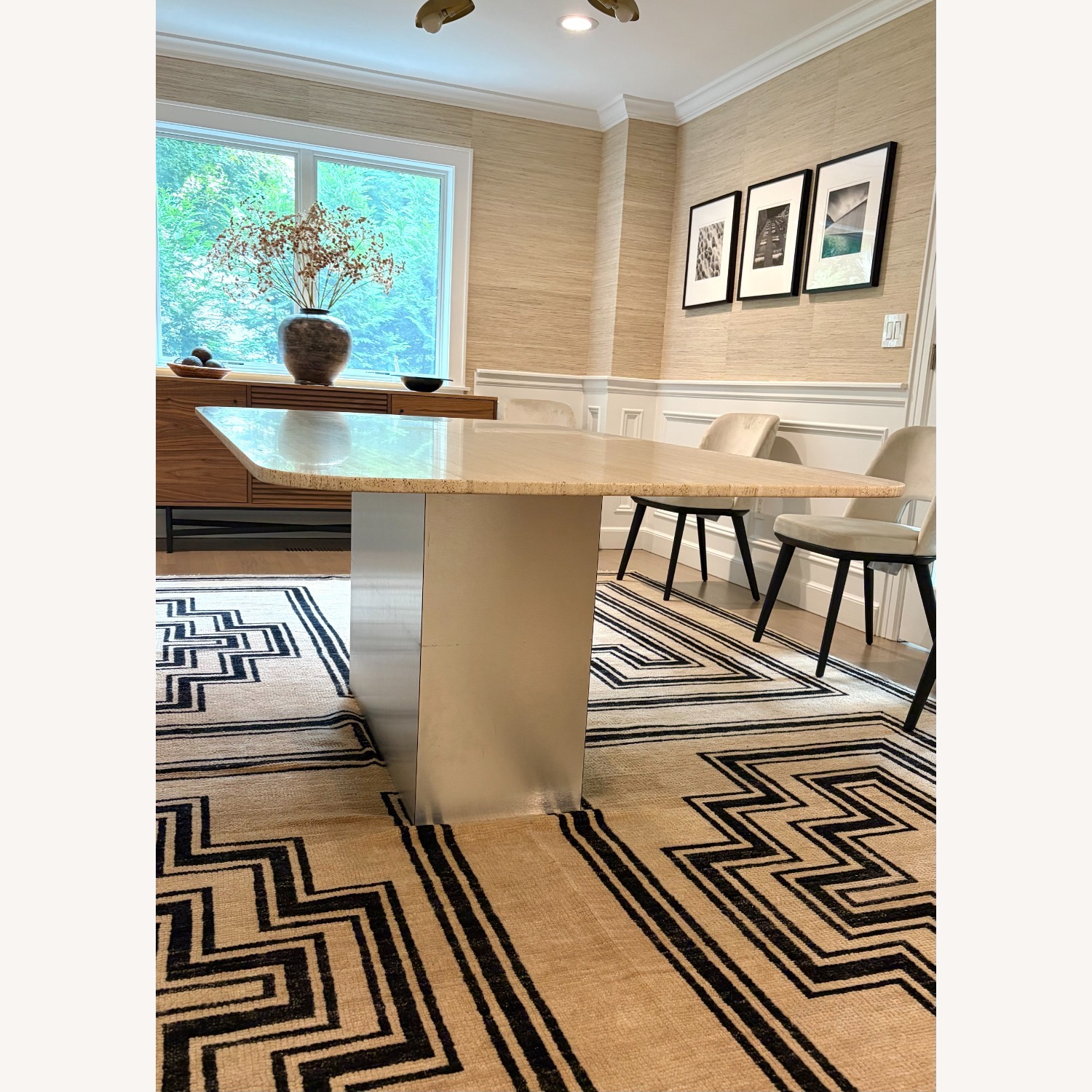 Custom Made Travertine Marble Dining Table - image-4