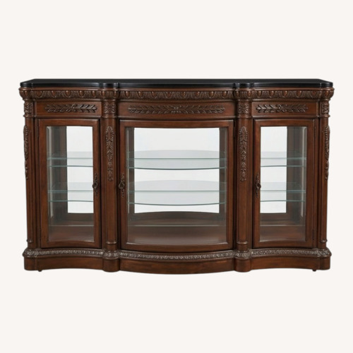 Used Haverty's Marble-top Cabinet With Glass Shelves for sale on AptDeco