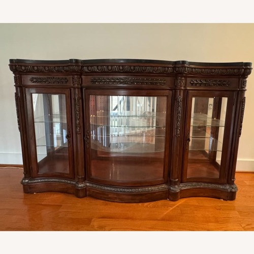 Used Haverty's Marble-top Cabinet With Glass Shelves for sale on AptDeco