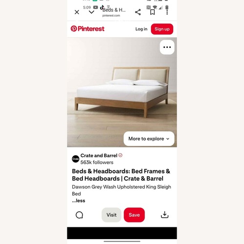 Used Crate & Barrel Dawson Upholstered Dawson Wood King Bed for sale on AptDeco