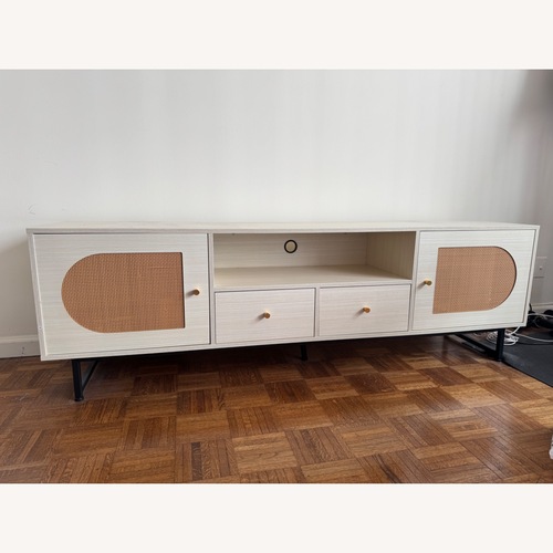 Used Boho Rattan Cane Media Console for sale on AptDeco