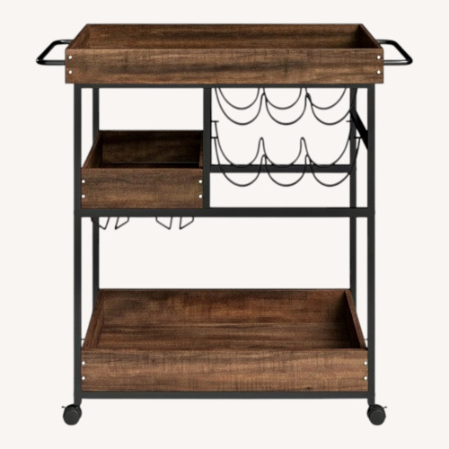 Used Wayfair Dark Brown Wood Bar Cart for sale on AptDeco