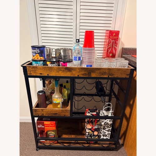 Used Wayfair Dark Brown Wood Bar Cart for sale on AptDeco