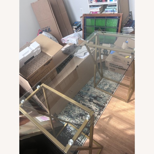 Used Glass Desk with Gold Legs for sale on AptDeco