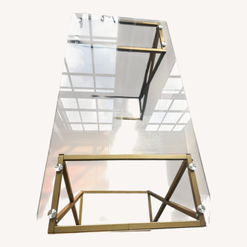 Used Glass Desk with Gold Legs for sale on AptDeco