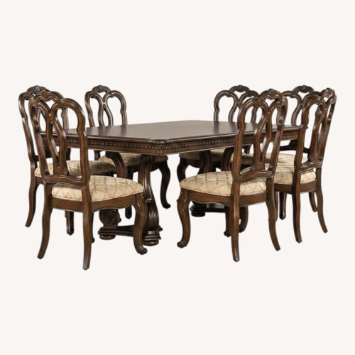 Used Samuel Lawrence Dark Brown Wood Dining Set for sale on AptDeco