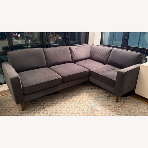 Used Burrow Dark Gray Velvet 3+ Piece Sectional for sale on AptDeco