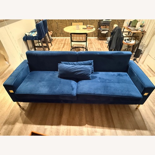 Used Wayfair Mercer41 Blue Velvet Sofa for sale on AptDeco