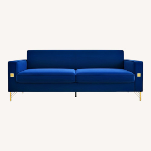 Used Wayfair Mercer41 Blue Velvet Sofa for sale on AptDeco