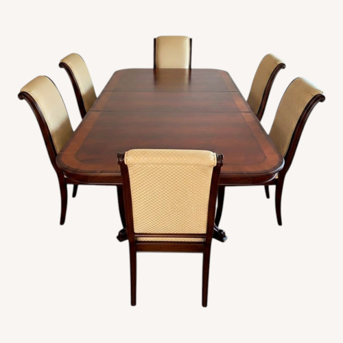 Used Drexel Dark Brown Wood Dining Table 11 Chairs for sale on AptDeco