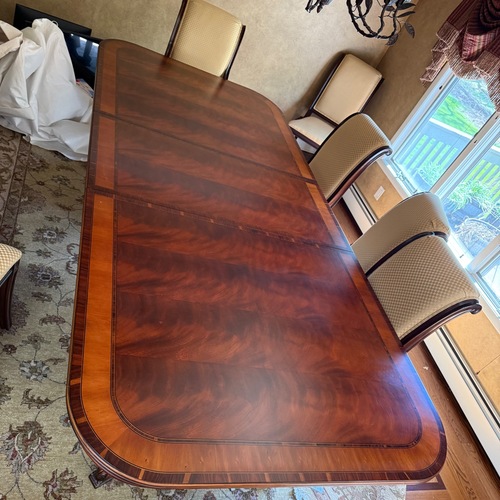 Used Drexel Dark Brown Wood Dining Table 11 Chairs for sale on AptDeco