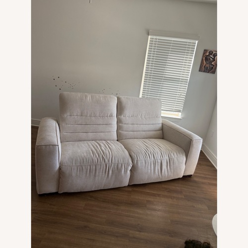 Used Hokku Designs 81” Power Reclining Loveseat Beige Chenille for sale on AptDeco
