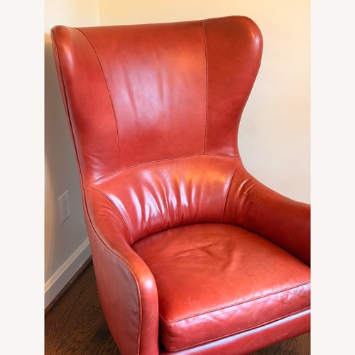 Used Crate & Barrel Garbo Leather Wingback Chair for sale on AptDeco