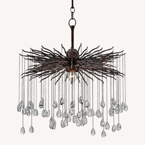 Used Currey and Company Wrought Iron and Crystal Chandelier for sale on AptDeco