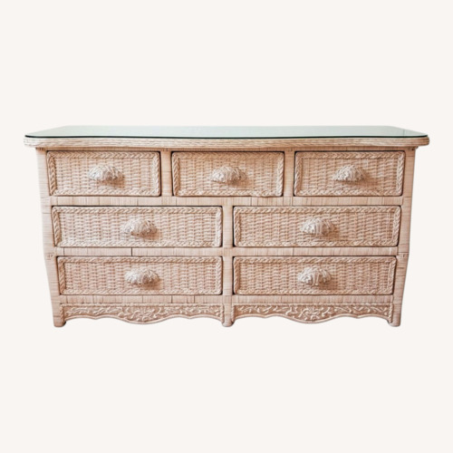 Used Pier 1 Imports Jamaica White Rattan Dresser for sale on AptDeco