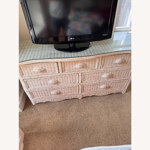 Used Pier 1 Imports Jamaica White Rattan Dresser for sale on AptDeco