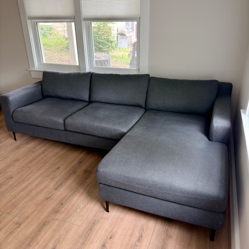Used Rove Concepts Dark Gray Fabric 2 Piece Sectional for sale on AptDeco