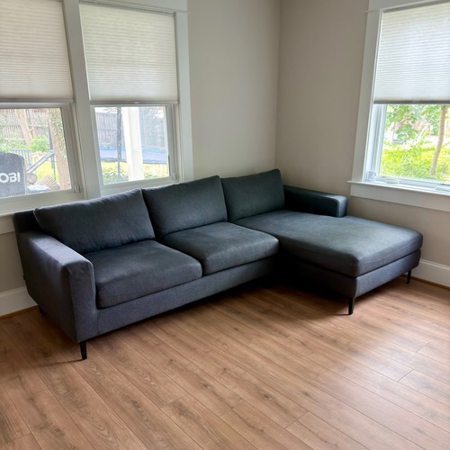 Used Rove Concepts Dark Gray Fabric 2 Piece Sectional for sale on AptDeco