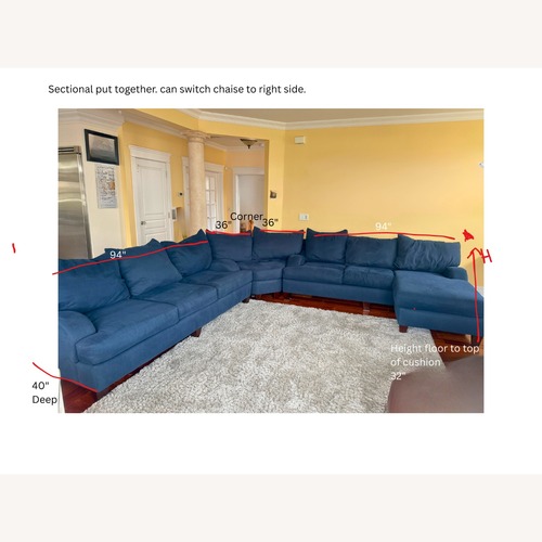 Used Large Blue Sectional Sofa – Reversible Chaise for sale on AptDeco