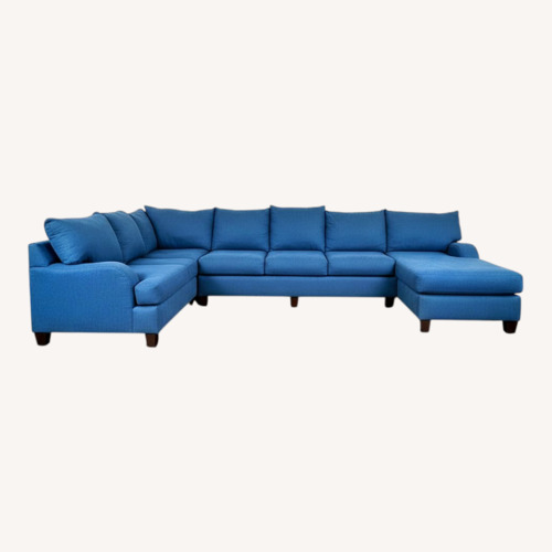 Used Large Blue Sectional Sofa – Reversible Chaise for sale on AptDeco