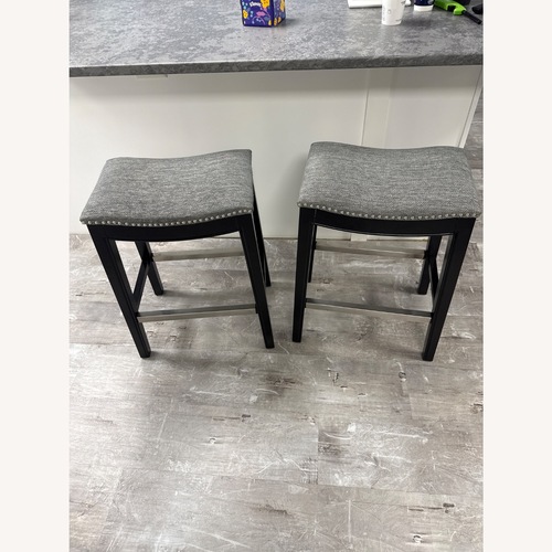 Used The Madison Collection Dark Gray Wood Stools for sale on AptDeco