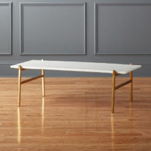 Used CB2 Slab White Marble Coffee Table for sale on AptDeco