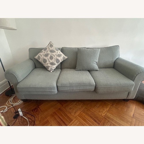 Used Raymour & Flanigan Wellsley Blue Fabric 3+ Seater Sofa for sale on AptDeco