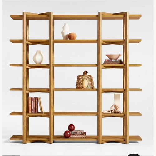 Used Crate & Barrel Thomas Barley Oak Wood Wide Open Bookcase/Room Divider for sale on AptDeco