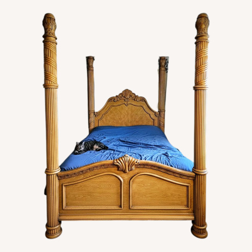 Used 4 Pillar Queen Bed Frame for sale on AptDeco