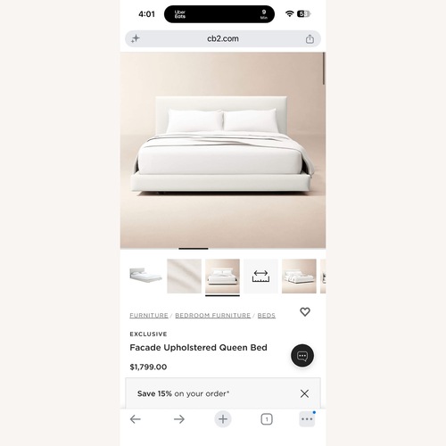 Used CB2 Facade Queen Bed for sale on AptDeco