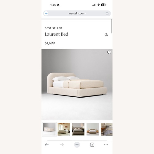 Used West Elm Laurent King Bed for sale on AptDeco