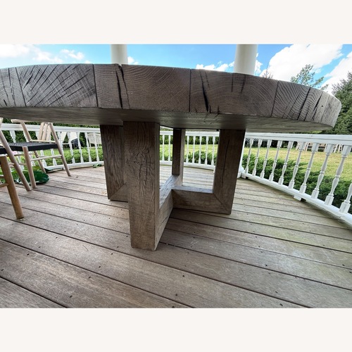 Used Restoration Hardware Reclaimed Rustic Oak Round Dining Table for sale on AptDeco