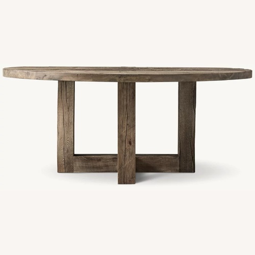 Used Restoration Hardware Reclaimed Rustic Oak Round Dining Table for sale on AptDeco