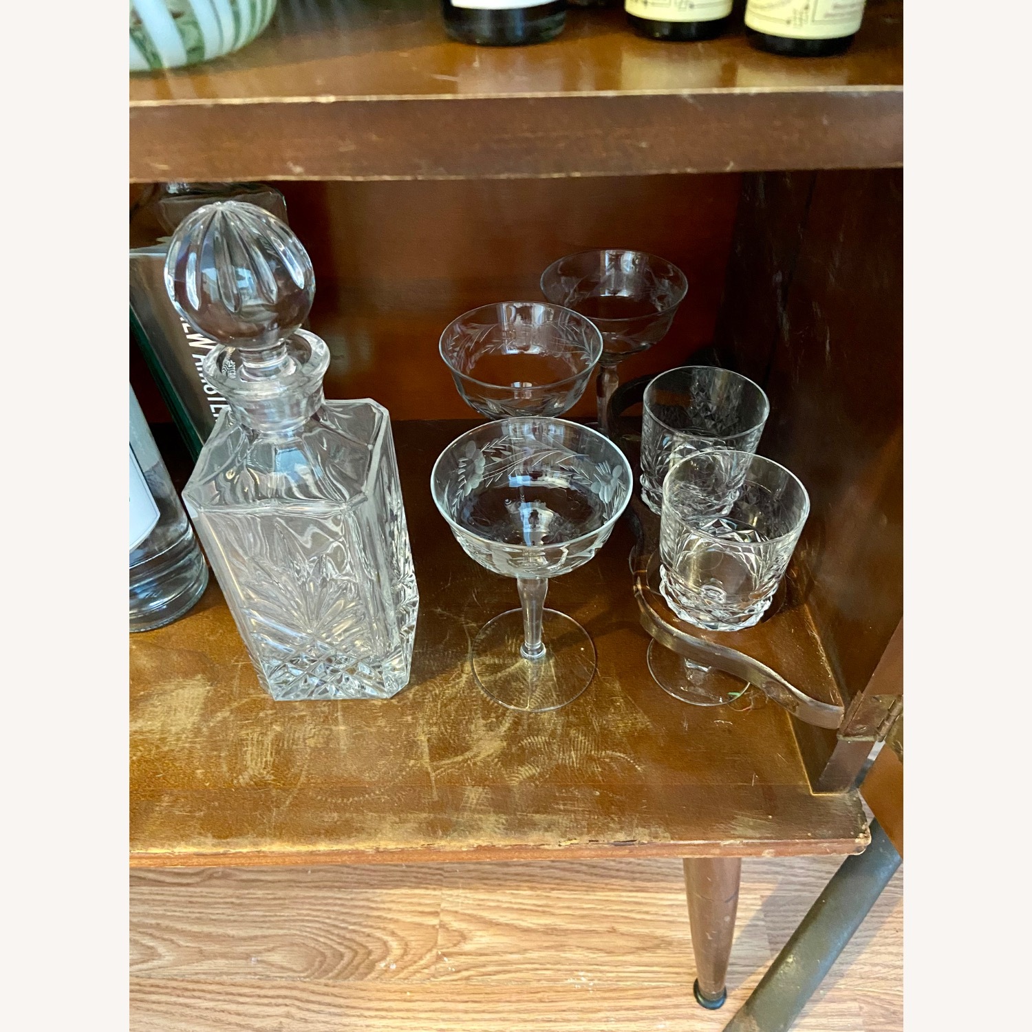 Antique MCM Dark Brown Wood Bar - image-5