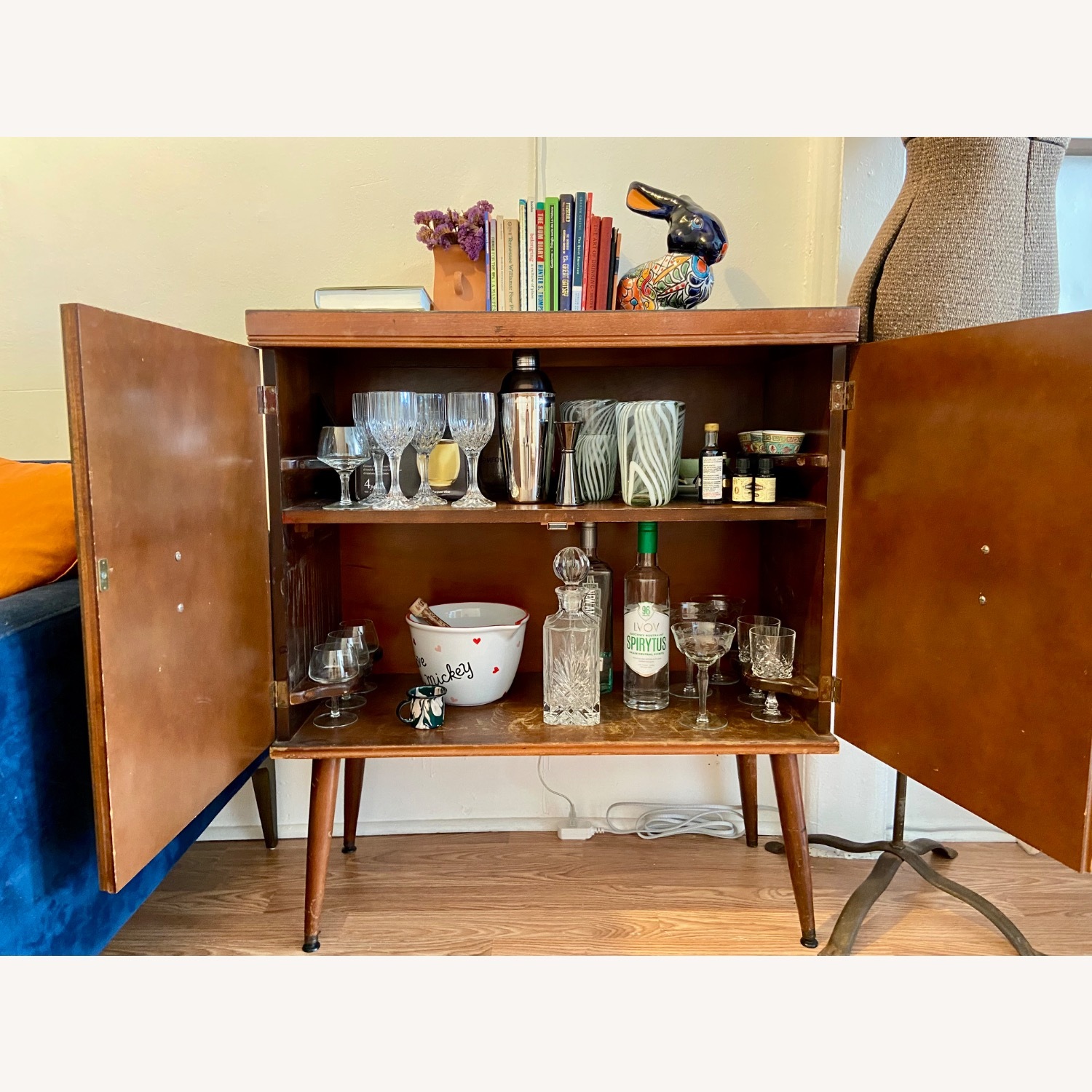 Antique MCM Dark Brown Wood Bar - image-4