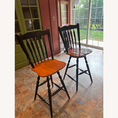 Used Black Farmhouse Windsor Swivel Bar Counter Stools for sale on AptDeco