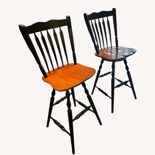 Used Black Farmhouse Windsor Swivel Bar Counter Stools for sale on AptDeco